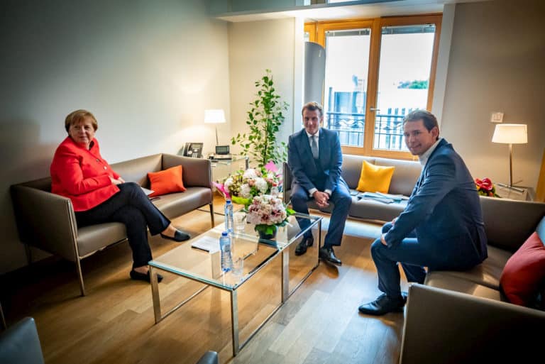 Angela Merkel, Emmanuel Macron i Sebastian Kurz. Fot. Facebook