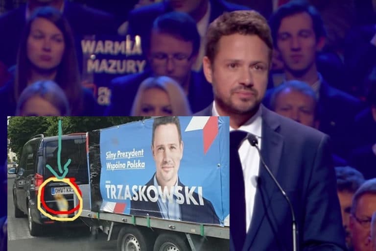 Internauci w szoku! Samochód na niemieckich tablicach zaangażowany w kampanię Trzaskowskiego. „To Polacy nie chcą?”