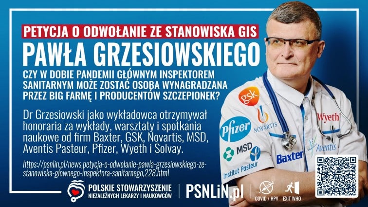 Petycja o odwołanie Pawła Grzesiowskiego ze stanowiska Głównego Inspektora Sanitarnego